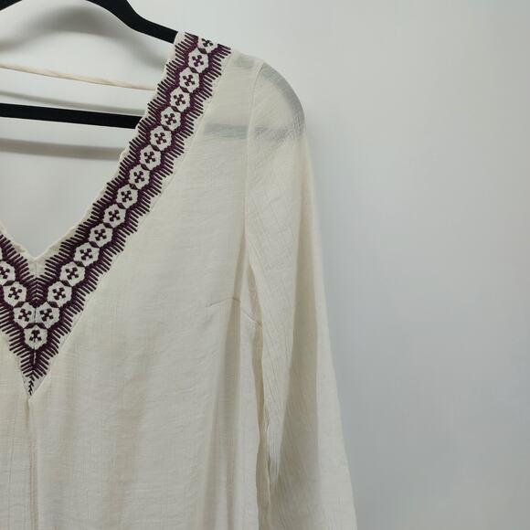 Kona Sol Cover Up Plum Purple Tassel Trim Boho Embroidered M - Picture 6 of 16
